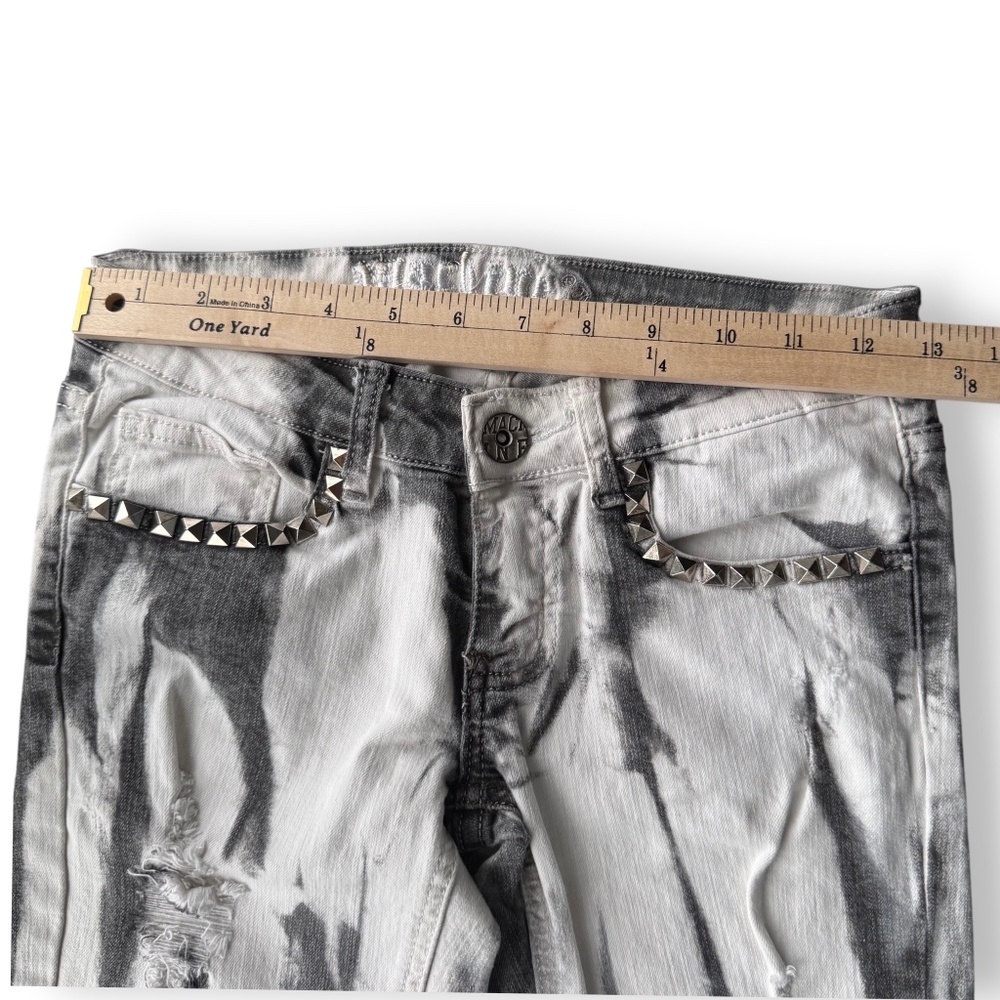 MACHINE gray tie-dye studded jeans size 0 - Picture 10 of 15